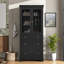 Armoire de salle de bain haute autoportante moderne avec rangement élégant avec 2 tablettes réglables, 3 tiroirs et portes en verre à fermeture en douceur-1114313543