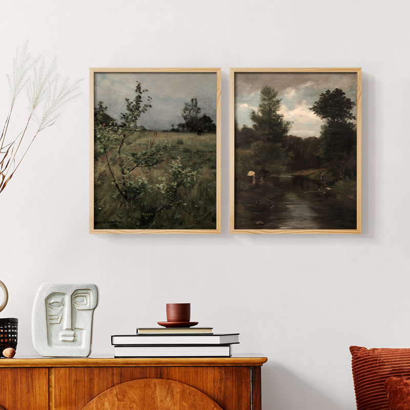 «Vintage Landscape XXXII», 2 pièces, Naturel, H 10 po x l 16 po