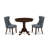 3 Piece Kitchen Table Set Includes a Round Dining Table with Pedestal and 2 Polyester Fabric Upholstered Parson Chairs, Antique Walnut-91898340-124732499-124732501