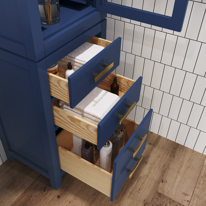 Esita Solid Wood Linen Cabinet, Monarch Blue