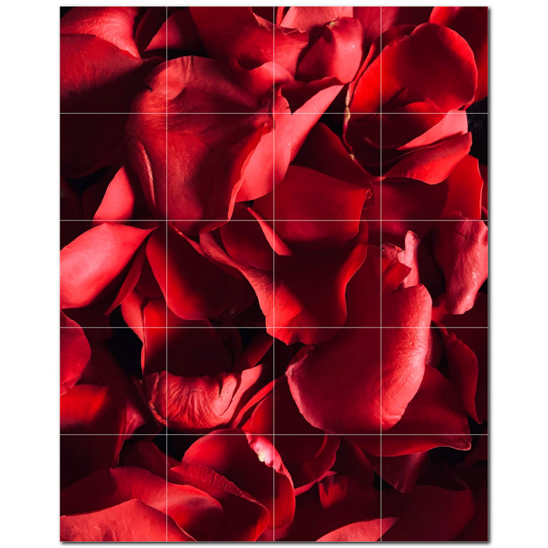 Flowers Photo 8'' x 8'' Satin Ceramic Decorative Mural