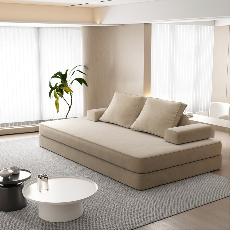 Lit multifonctionnel en tissu de chenille Boneless, H 36,32 po x l 87,04 po x P 53,05 po, Chameau
