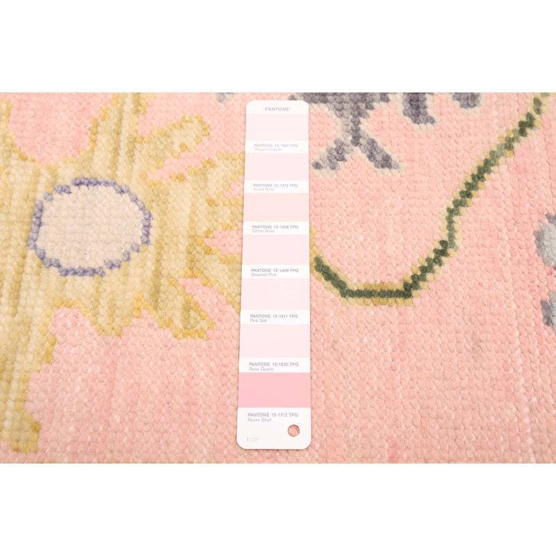 Tapis moderne rose Oushak 3 pi 2 po x 12 pi 2 po