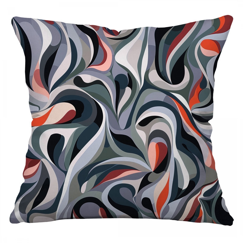 Coussin décoratif en coton Swirl, Carré 14 po