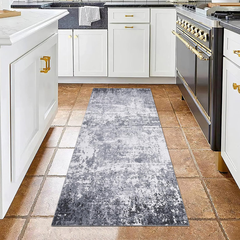 Rectangle Abstract Area Rug, Gray, Rectangle 80 x 150 cm