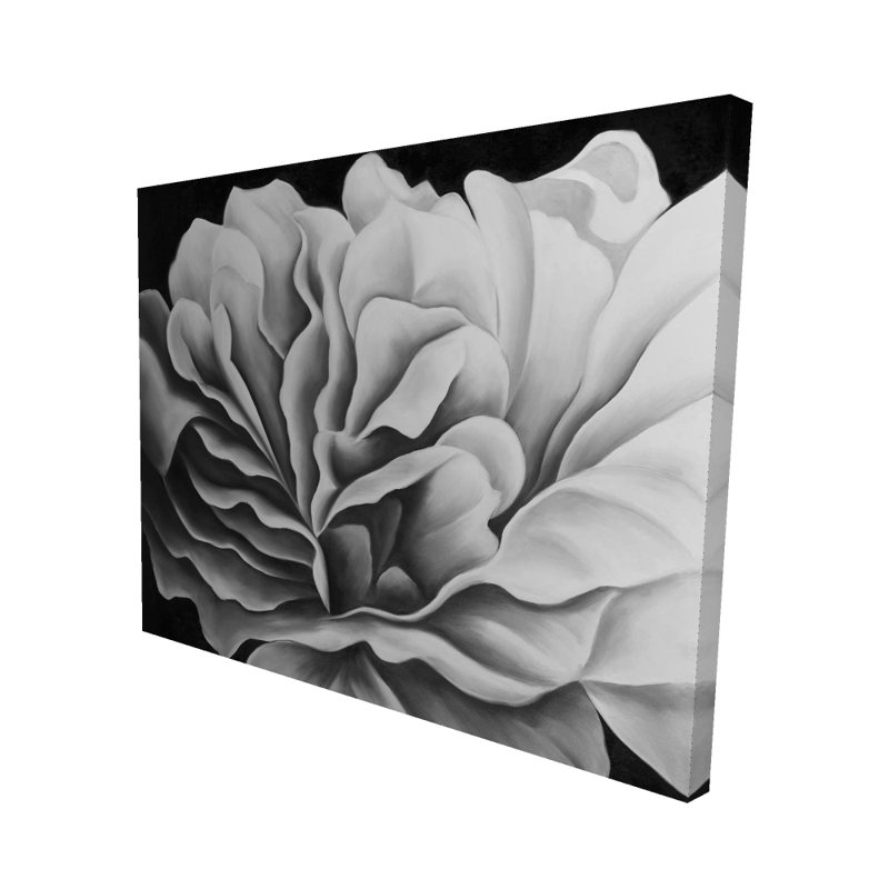 Belle fleur noire et blanche | Décor de toile grise