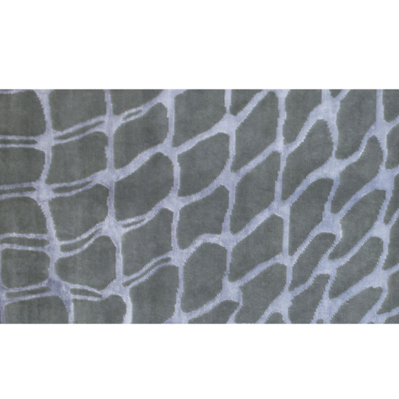 Tapis gris et argent noué à la main de haute qualité, Rectangle 6 pi x 9 pi