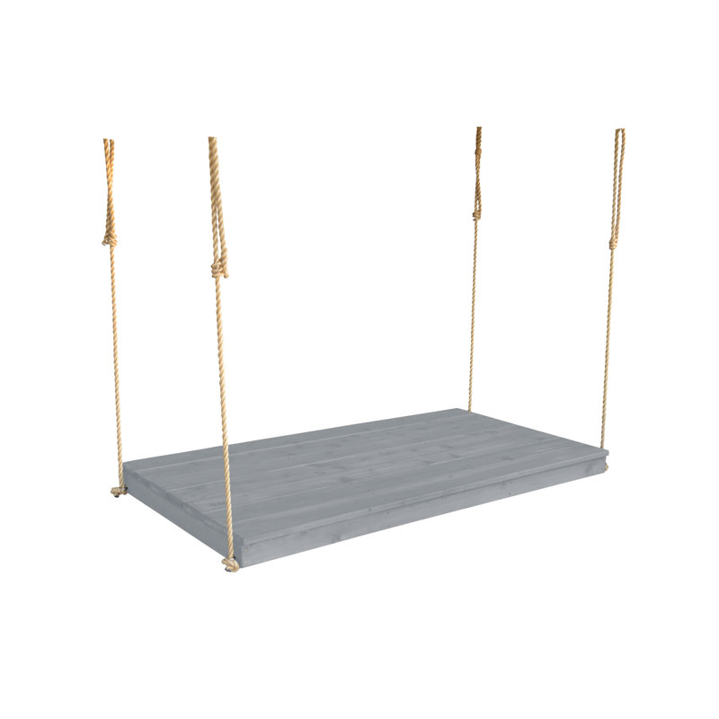 Lit suspendu en bois massif Amatallah, Gris