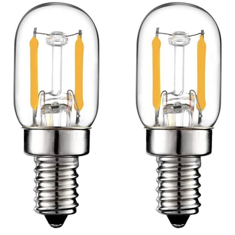 2-Pieces 1W T22 T7 LED Bulbs (15-Watt Equivalent) with E12/Candelabra Base Dimmable 2700K
