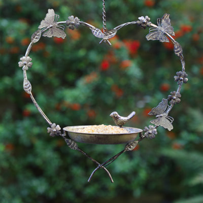 Amonette Metal Hanging Tray Bird Feeder