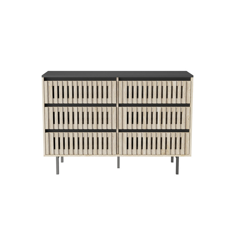 Cannelé, armoire de rangement pour chambre à coucher, rangement à six tiroirs, grande capacité, armoire de rangement minimaliste moderne, conception à deux tons