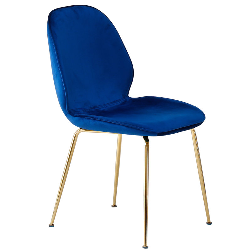 Chaise d'appoint rembourrée et revêtue de velours, Bleu