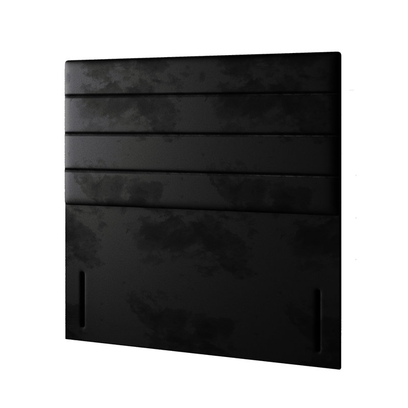 Kiara Stripped Floor Standing Headboard With Divan Base 4 Drawers Plush Velvet Mallard With And Metal Feet (Kingsize), Black