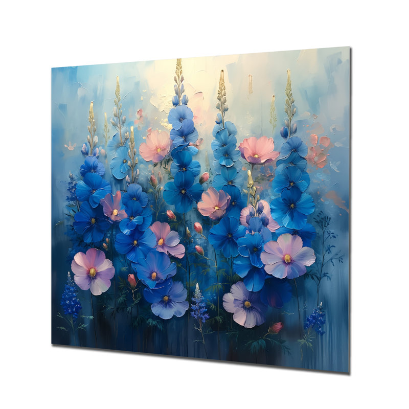 Bleu, rose, matin, gloire, Blue Bonnets II - Blue Bonnets, art mural, Métal métal, H 16 po x l 16 po x P 1 po