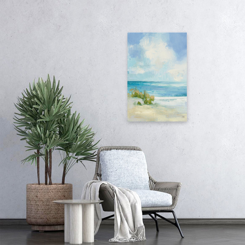 Wind and Waves II - Beaches Beachgrass Clouds Coastal Art, H 24 po x l 16 po