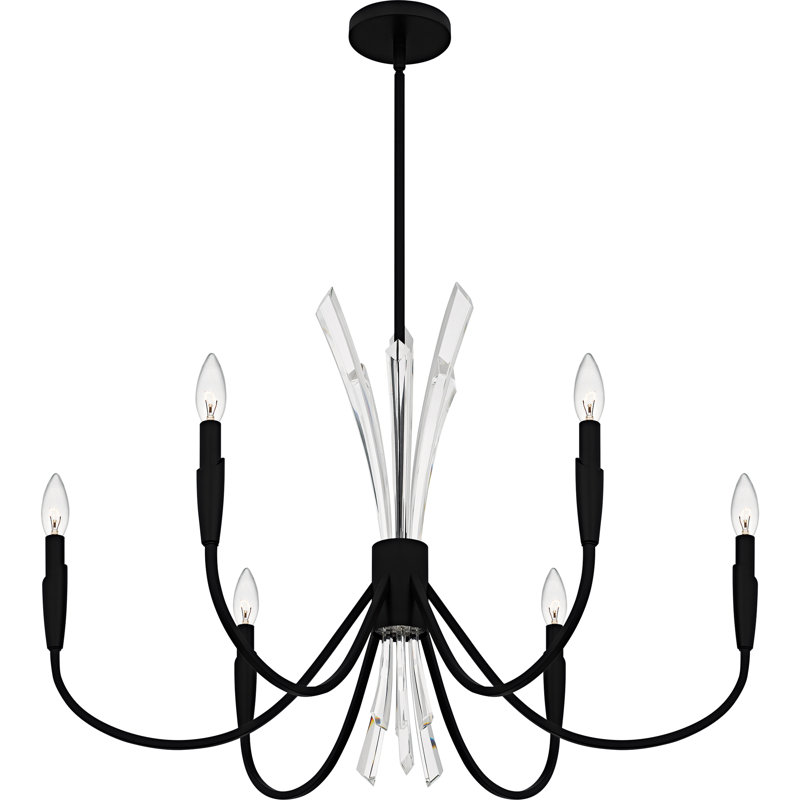 Cecily 6-Light Chandelier, 6 Lights, 24.25" H x 32" W x 32" D, Matte Black