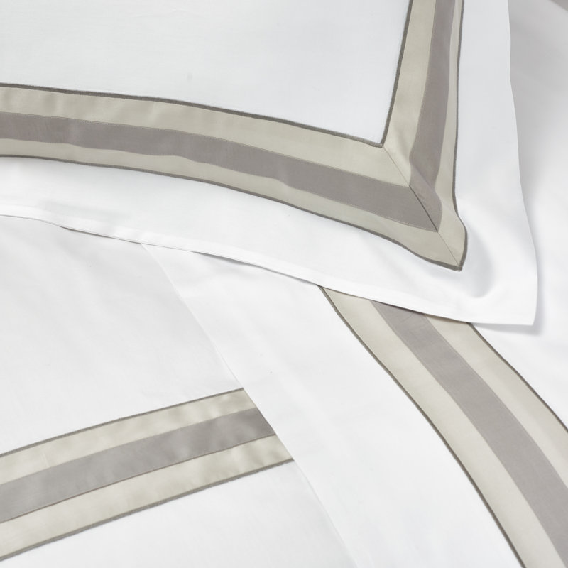 Dimora Sateen Duvet Cover, White/Silver Moon, Queen Duvet Cover