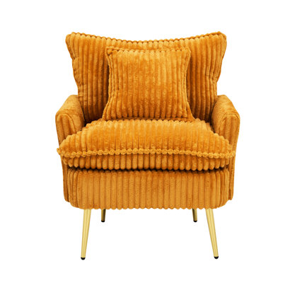 30.31 Inch Single , Yellow Corduroy Thickened Cushion, One Throw Pillow, Living Areas Inch, Solid Wood Seated Structure, Comfortable And Relaxing For Office