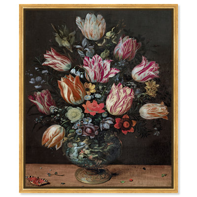 Francken the Younger Vase with Tulips Canvas Floral & Botanical Print by Oliver Gal, Black Frame, 16 x 20