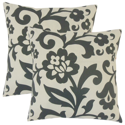 Floral Feather Reversible Throw Pillow