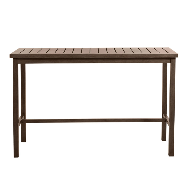 Club Aluminum Outdoor Bar Table, Oak