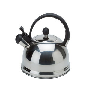 Classic Whistling Tea Kettle 100% Stainless Steel Mirror Polish with Stay  Cool Handle 2.5 Quart Ideal For Home, Office or Dorm