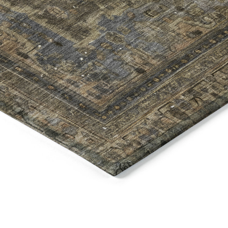 Tapis brun intérieur / extérieur lavable à la machine Claudian ACN1646, Rectangle 1 pi 8 po x 2 pi 6 po