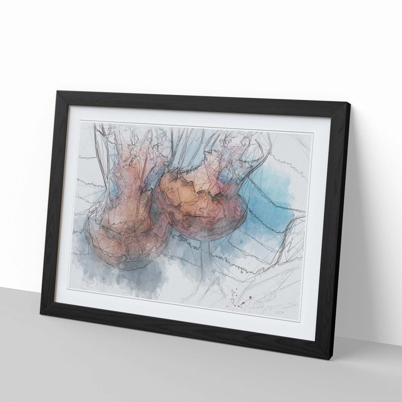 Pink Jellyfish in Abstract - Framed Print, Black, 60cm H x 91cm W x 2cm D