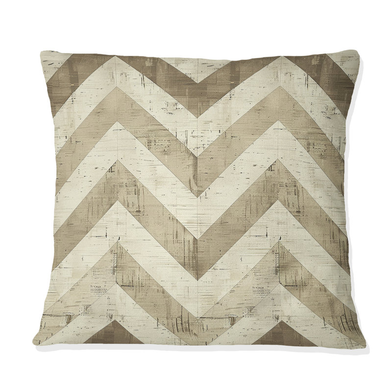 Coussin décoratif moderne ivoire gris à chevrons Bliss I, H 16 po x l 16 po