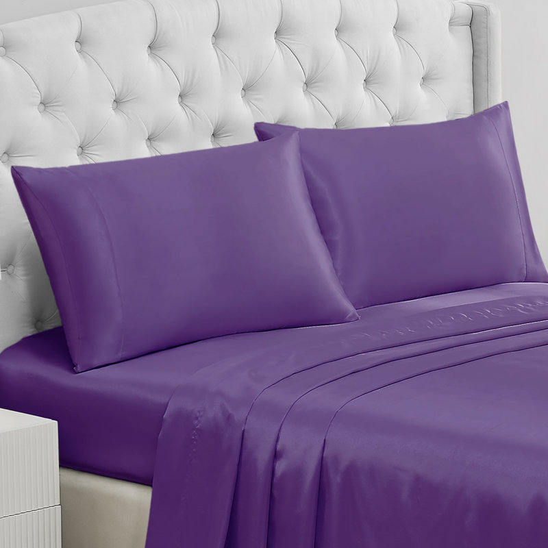 Juicy Couture Silky Satin Pillows Case Sets with Envelope Closure, Standard Pillowcase, Purple
