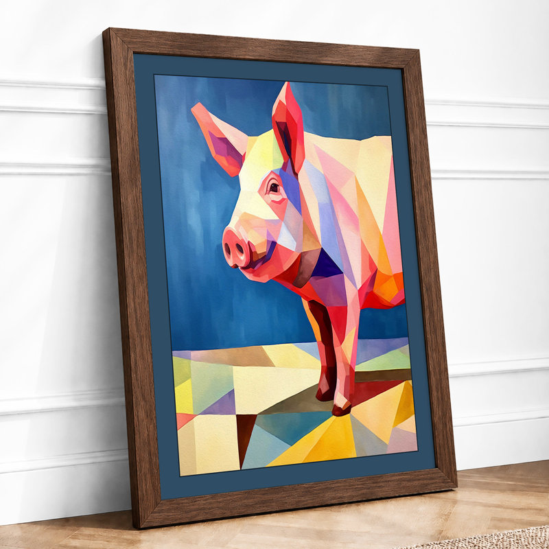 Geometric Pig Modern - Print, A4 - 29.7 x 21.0 cm, Walnut