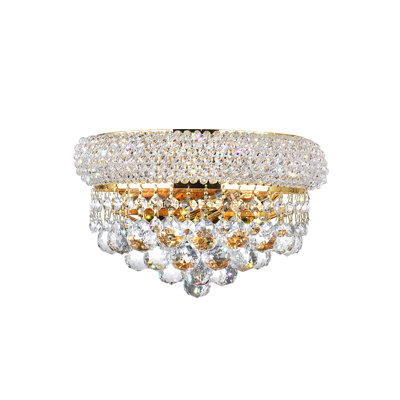 Josiah Crystal 12" Wall Light for Entryways Bedrooms Dining Rooms Bathrooms, 2-Light with E12 Bulb Base