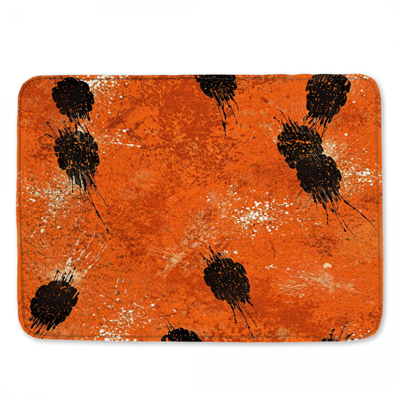 Tapis de bain orange et noir, L 34 po x L 21 po