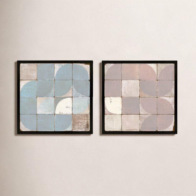 Tiles 2 & 3, Set of 2 by Marco Marella for Studio M - Framed Wall Art, 36" H x 36" W, Paper, Black