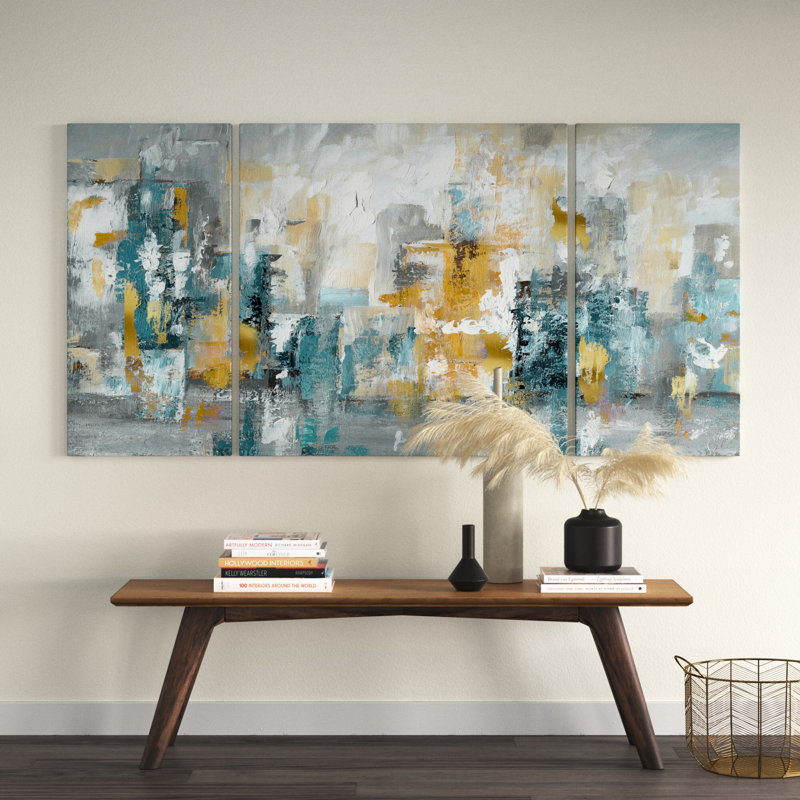 Ensemble de 3 reproductions d'images sur toiles tendues « City Views II » Aaliyan, H 40 po x l 80 po x P 1,5 po