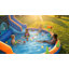 Jeu gonflable 8 en 1 pour enfants, glissade d'eau gonflable sur le thème des requins avec piscine, mur d'escalade, panier de basketball, château gonflable sauteur avec ventilateur pour la fête intérieure et extérieure, bleu