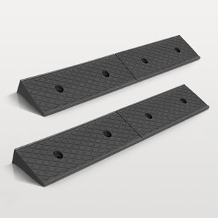 Set Of 2 Rubber Curb Ramps  Rise Heavy-Duty Threshold Driveway Ramp For Cars And Wheelchairs (Set of 2)