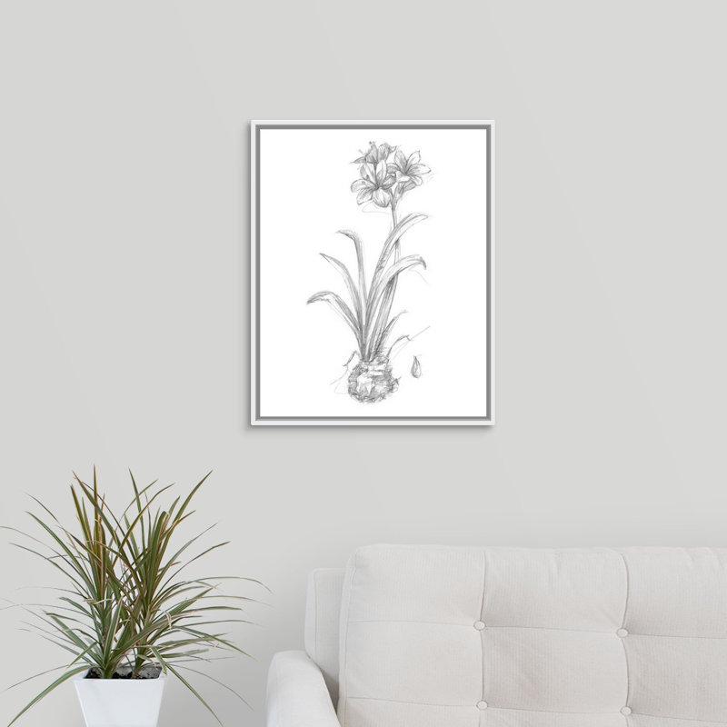« fleuri sketches ii » par le novogratz-reproduction d’art sur toile, H 20 po x l 16 po x P 1,25 po, Cadre flottant noir