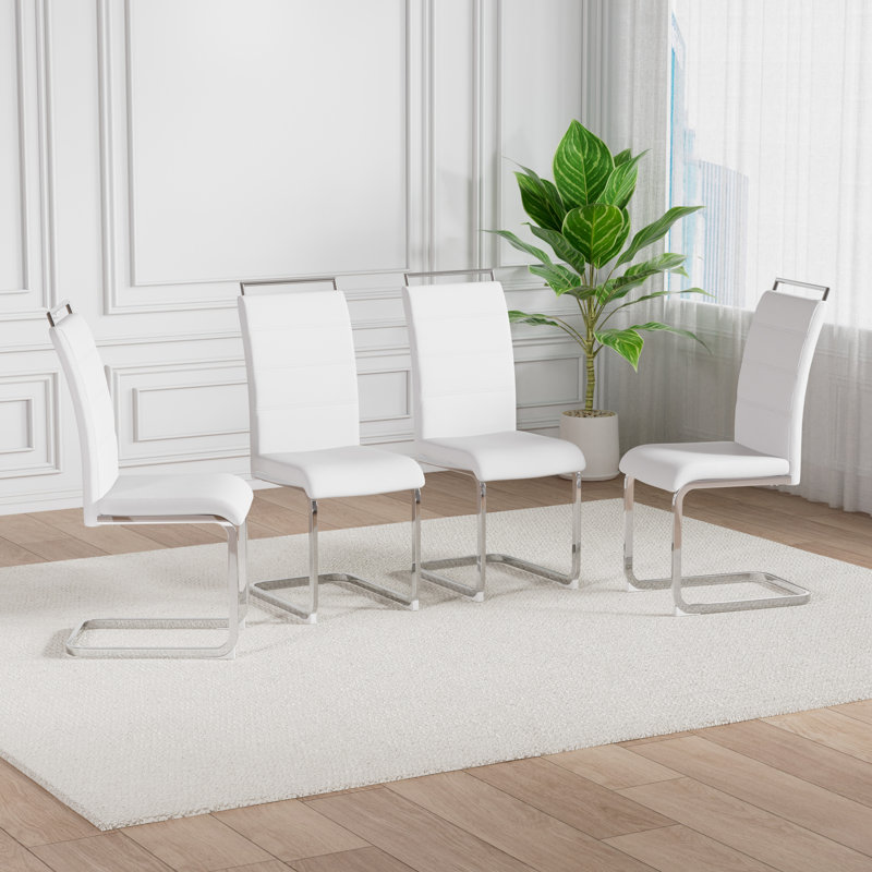 Ensemble de 4 chaises de salle à manger modernes avec chaises rembourrées en similicuir et dossier haut pour la salle à manger, la cuisine et le salon