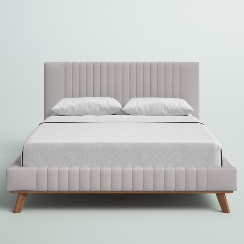 Sven Upholstered Platform Bed, Taupe, Queen