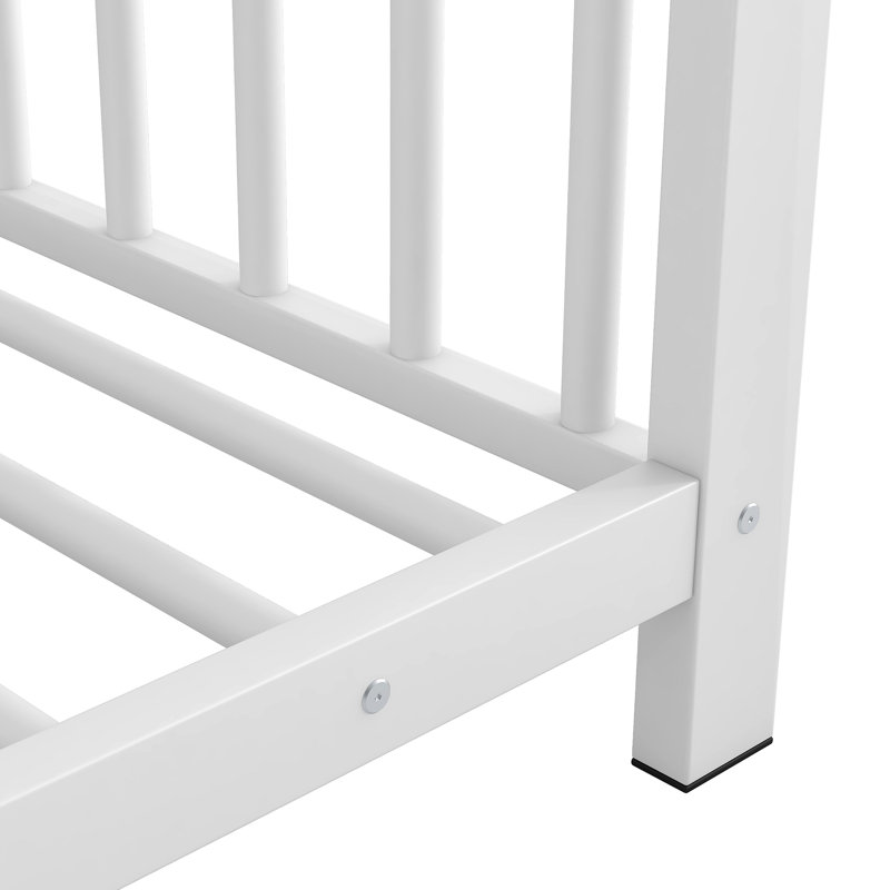 Metal House Platform Bed, White