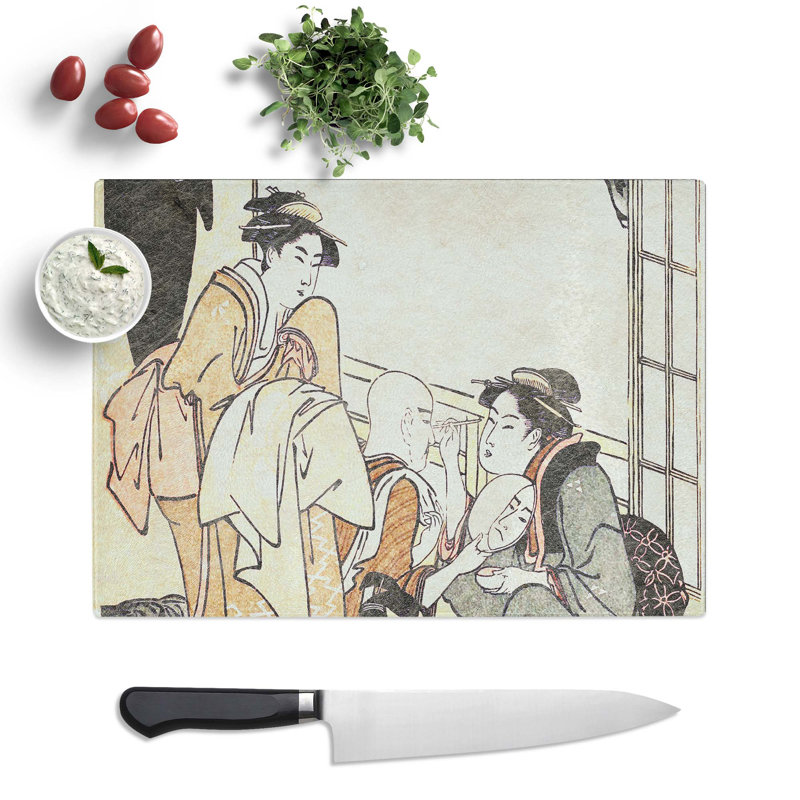 Tempered Glass Dressing the Actor by Kitagawa Utamaro Chopping Board, 28.5 cm x 20 cm