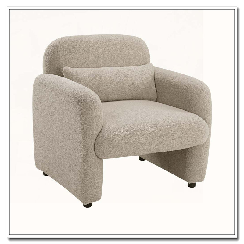 Fauteuil décoratif rembourré en tissu Boucle, Taupe
