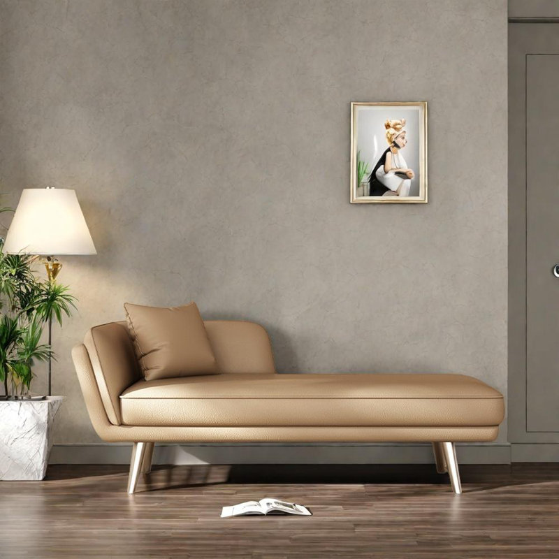 Chaise confortable en bois de pin massif, Milk Coffee Colour, Orienté à gauche (vu de face)