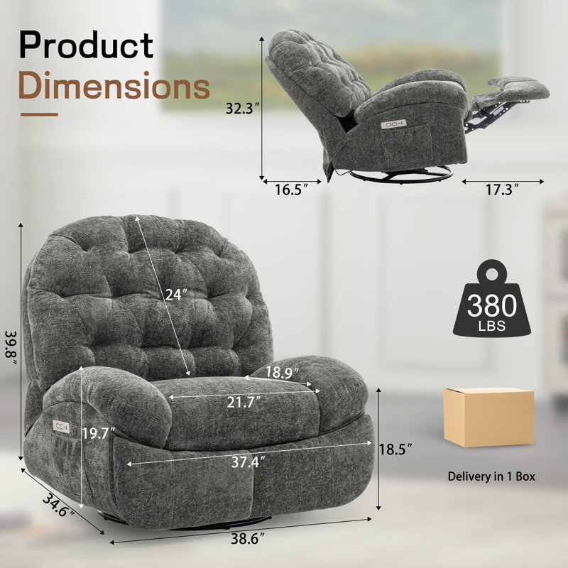 Recliner Chair, Manual Recliner ,small Recliners For Small Space, Soft Fabric Upholstered Recliner With Side Pockets, Gray