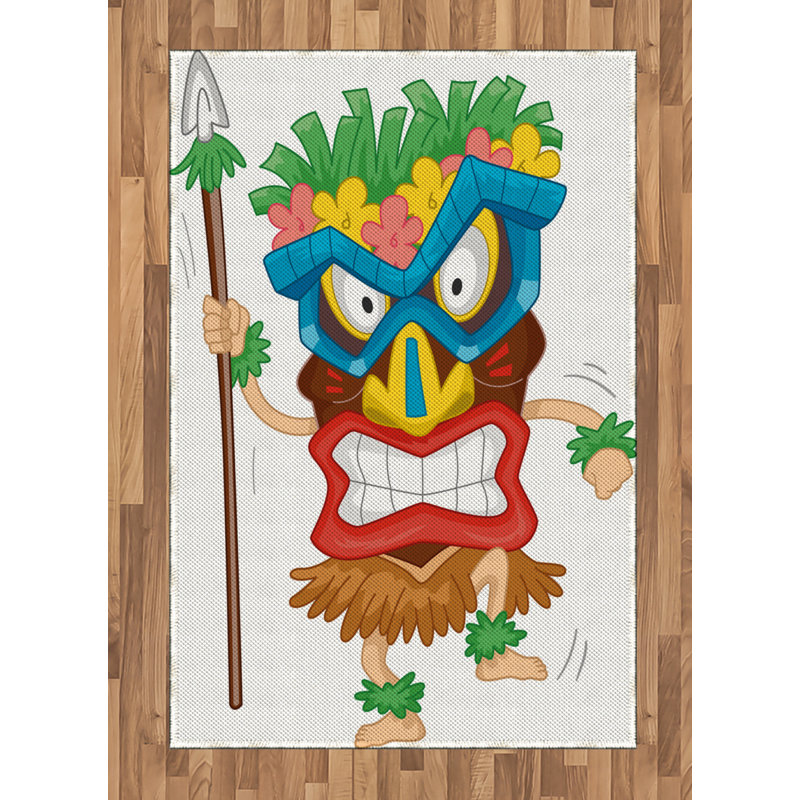 Tiki Bar High Density Long Fiber Poly Threads Decorative Area Rug Carpet, Rectangle 4' x 5'8"