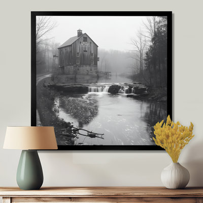 Monochrome Timeless Winter Heritage Mill Photo - Mills Wall Art Living Room
