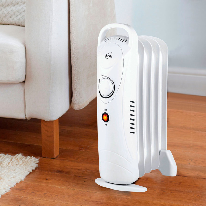 NeoDirect 650W 2217 BTU Electric Radiator Space Heater with Adjustable Thermostat, White
