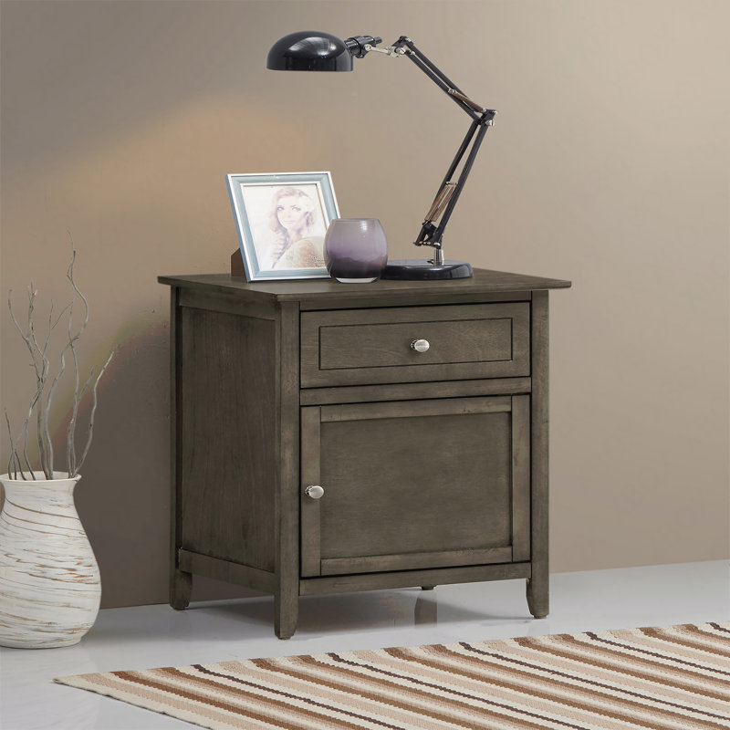 Table de chevet chic et transitionnelle grise, Gris