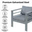 Ensemble de meubles de patio en aluminium 4 pièces avec plateau en imitation bois Judy, comprenant 2 fauteuils et un canapé 3 places